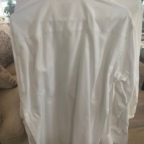 David Donahue	Mens White collared long sleeve button down dress shirt - Picture 3 of 4